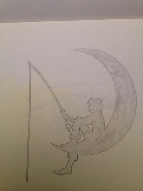 Dreamworks Logo Drawing Moon Pics, Dreamworks Art, Boy Sketch, Oneplus Wallpapers, Character Makeup, Paint Wall, Boy Fishing, Moon Drawing, Fish Drawings