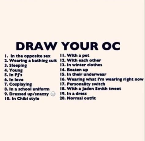 OC Drawing Challenge by CalixtoCapricorn.deviantart.com on @DeviantArt Draw Your Oc, Oc Drawing, Art Style Challenge, Oc Challenge, Drawing Ideas List, Creative Drawing Prompts, Oc Drawings, Drawing Prompt, Creating Characters