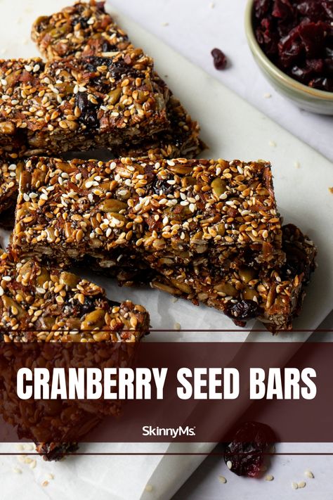 Cranberry Seed Bars Fruit And Seed Bars, Seed Bars Recipe Healthy, Seed Bars Recipe, Healthy Energy Foods, Cake Types, Pantry Snacks, Cranberry Bars, Energy Bars Recipe, Seed Bars