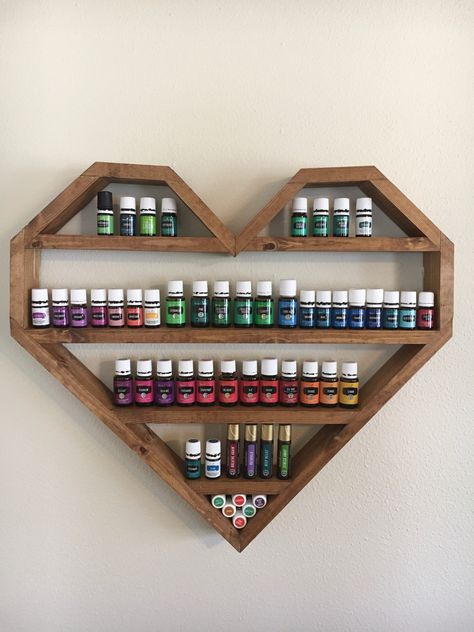 Essential Oil Shelf custom made to any size Oil Shelf Display, Shelf Wall Decor, Floating Shelf Wall, Heart Shelf, Rangement Makeup, Oil Rack, Oil Shelf, Essential Oil Shelf, Shelf Floating