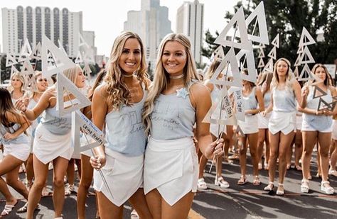 Tri Delta Bid Day, Bid Day Ideas, Sorority Pins, Sorority Girls, Bestie Pics, Sorority Recruitment Outfits, Sorority Ideas, Recruitment Outfits, Sorority Rush