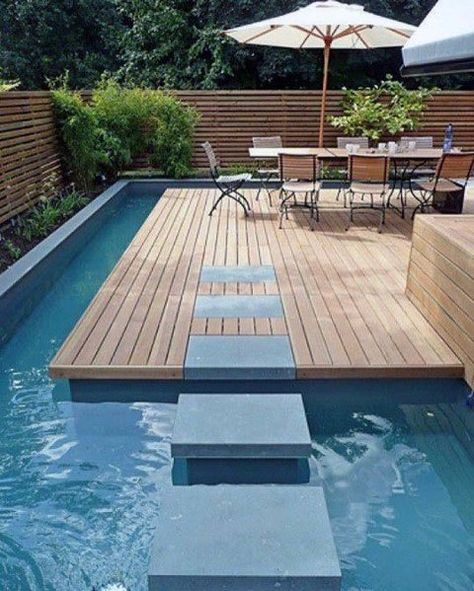 Top 70 Best Stepping Stone Ideas - Hardscape Pathway Designs Small Terraced House, Small Swimming Pools, Pool Landscape Design, Wooden Deck, Modern Pools, Small Pools, Pool Design, Small Pool, Pergola Patio