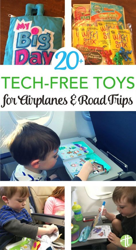 Traveling with kids? Keep them entertained without electronic devices with these tech-free travel toys. Perfect for air travel or road trips! Travel Entertainment, Flying With Kids, Traveling With Kids, Entertainment Ideas, Free Toys, Road Trip With Kids, Family Trips, Toddler Travel, Airplane Travel