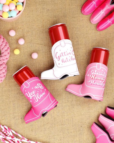 COWGIRL BOOT DESIGN - Dress up your drink with these cowgirl boot can coolers, take selfies, and enjoy the ice-cold drink with your best friends. These super cute disco cowgirl bachelorette party decorations make a special addition to your bachelorette and would make your party a memorable experience. #affiliate Cowgirl Bach Theme, Bach Party Themes Cowgirl, Cowgirl Themed Bachelorette Party Decor, Bachelorette Party Ideas Cowboy, Poolside Bachelorette Party, Cowgirls And Cocktails Bachelorette, Cowgirl Decorations, Cowgirl Party Decorations, Bachelorette Drink