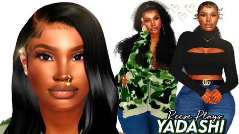 Premade Sims, Sims Face, Sims 4 Tattoos, Sims 4 Black Hair, Smiley Piercing, Sims Ideas, Fall Lookbook, Sims Hair, Sims 4 Mods Clothes