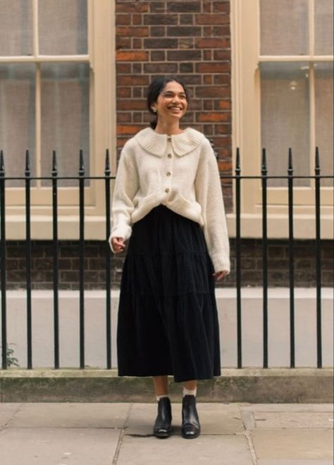 Ivory Cardigan Outfit, Ivory Cardigan, Cardigan Outfit, Big Collar, Glad Rags, Romantic Outfit, Kawaii Fashion Outfits, Soft Cardigan, Cardigan Outfits