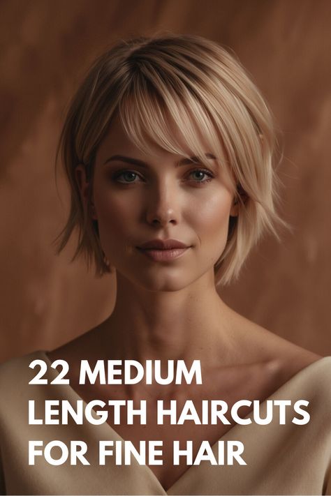 Give your fine hair a makeover with these 22 medium-length haircuts! Achieve texture and movement effortlessly with these chic options. #HairMakeover #FineHairSolutions Best Bob Haircuts For Fine Hair, Cute Bobs For Fine Hair, Medium Length Fine Hair, Curly Hair Bob Haircut, Hair Stules, Fine Hair Cuts, Medium Length Haircuts, Best Bob Haircuts, Haircut For Fine Hair