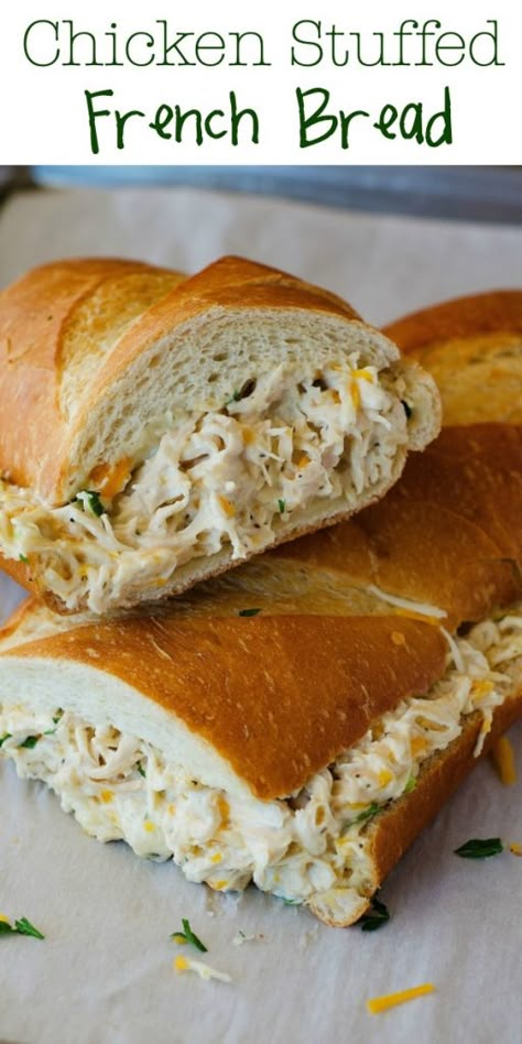 Chicken Stuffed French Bread, Healthy Chicken Dinner Recipes, Stuffed French Bread, Easy Bread Recipe, Chicken Recipes Healthy, Chicken Bread, French Bread Loaf, Dessert Hacks, Chicken Ranch