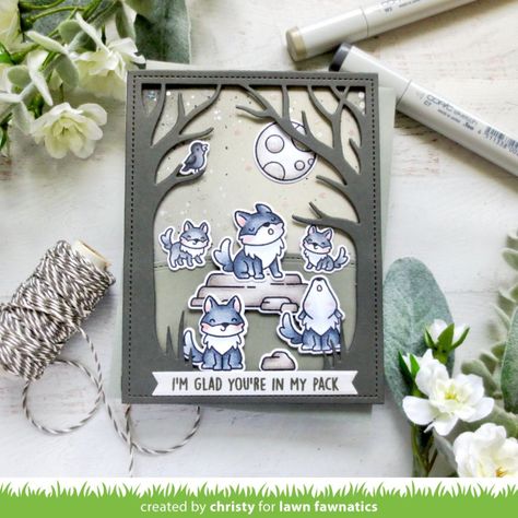 Christy’s Wild Wolves Monochromatic Inspiration | Lawn Fawnatics Wild Wolves, Lawn Fawn Cards, Wild Wolf, Mama Elephant, Machine Learning Models, Lawn Fawn, Hero Arts, Wolves, Stampin Up