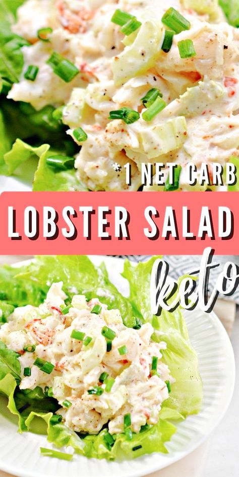 Whole30 Lobster Recipes, Lobster Salad Sandwich, Low Carb Lobster Recipes, Lobster Lunch Ideas, Low Carb Seafood Salad, Dairy Free Lobster Recipes, Lobster Meat Recipes Healthy, Keto Seafood Salad, Low Carb Crab Salad