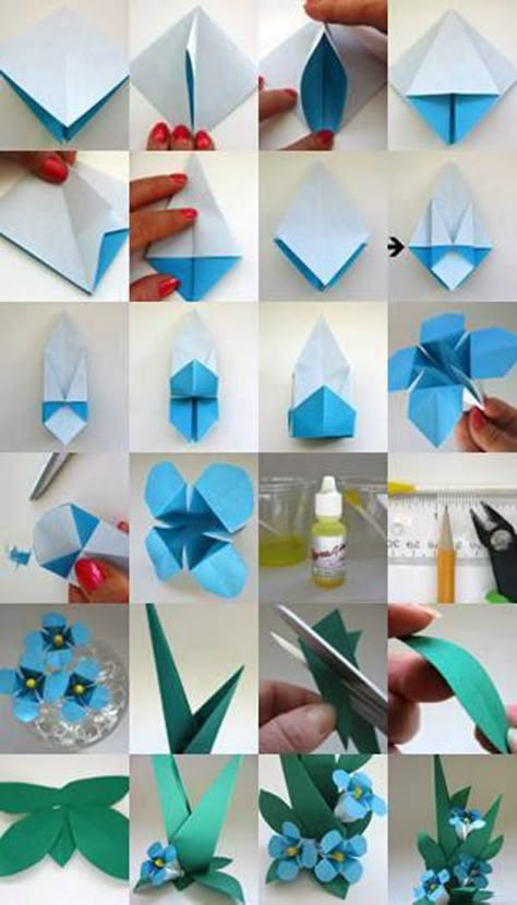 origami flower-39 Paper Crafts Step By Step, Crafts Step By Step, Paper Foliage, Origami Lily, Origami Flowers Tutorial, Tutorial Origami, Origami And Quilling, Origami For Beginners, Origami Love