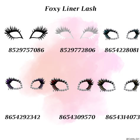 Roblox Makeup Codes, Foxy Liner, Light Blue Outfit, Codes Wallpaper, Roblox Catalog, Yk2 Outfits, Cottage Core Outfit, Brookhaven Codes, White Eyelashes