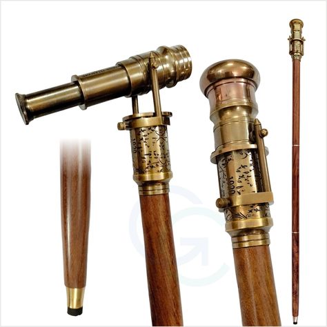 Steampunk Cane, Iron Gifts, Wooden Walking Sticks, Canes & Walking Sticks, Brass Wood, Brass Handle, Walking Canes, Walking Stick, Brass Ring