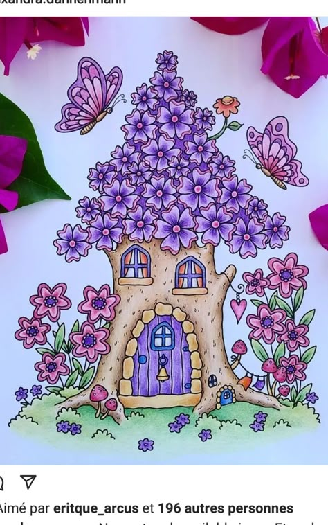 Fairy House Drawing, Fairy Garden Drawing, Cottagecore Drawing, Beautiful Scenery Drawing, Black Ink Art, Storybook Art, Zen Doodle Art, Doodle Art Drawing, Mandala Design Pattern