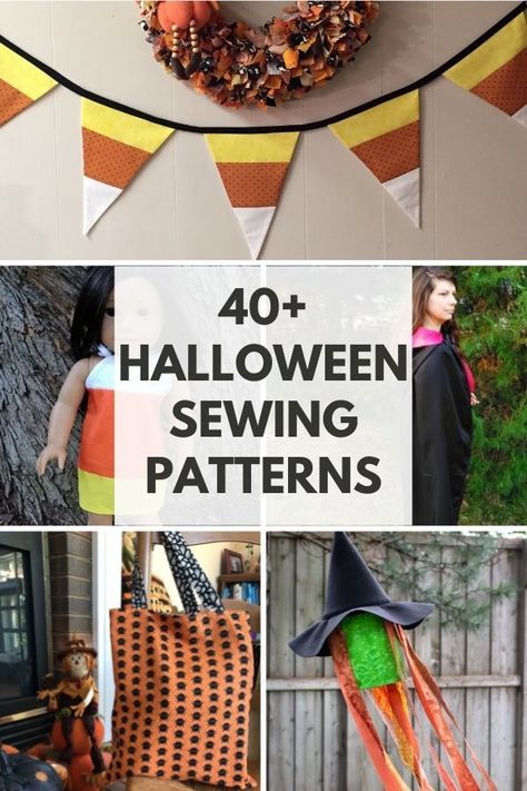 Use our free Halloween sewing project ideas to craft up Halloween home décor, costumes, and more! Diy Fabric Halloween Decorations, Halloween Diy Sewing Ideas, Sewing For Halloween, Diy Halloween Sewing Projects, Sewn Halloween Decorations, Sew Halloween Decorations, Sewing Halloween Decorations, Halloween Sewing Patterns Free, Easy Fall Sewing Projects