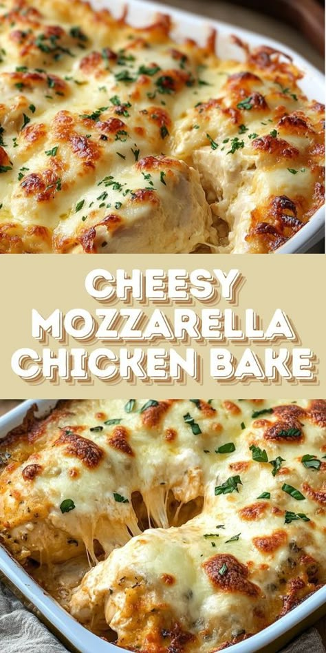 Cheesy Mozzarella Chicken Bake Ingredients: 4 large chicken breasts, boneless and skinless 2 tablespoons olive oil 1/2 teaspoon garlic powder Salt & pepper to taste 1.5 cups marinara sauce 1/2 cup freshly grated Parmesan cheese 1 cup shredded mozzarella #Cheesy #Mozzarella #Chicken #Bake Quick Boneless Chicken Breast Recipes, Boneless Skinless Chicken Breast Recipes Baked, Mozzarella Chicken Bake, Boneless Chicken Breast Recipes Easy, Chicken Breast Casserole Recipes, Boneless Skinless Chicken Breast Recipes, Skinless Chicken Breast Recipes, Cheesy Baked Chicken, Chicken Boneless Breast Recipes