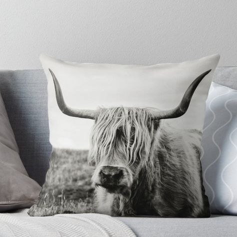 Cow Pillow, Western Bedroom, Printed Pillowcases, Farmhouse Pillows, Decorative Throw Pillow Covers, Decorative Pillow Cases, Highland Cow, My New Room, Cow Print