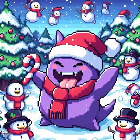 Gengar Christmas, Christmas Pfp, Ghost Pokemon, Pokemon Backgrounds, Phone Wallpapers, Cute Cartoon, Phone Wallpaper, Ghost, Pokemon