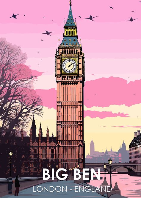 London Poster Design, Landmark Poster, London Illustration, Printable Wall Collage, London Travel Poster, Dublin Ireland Travel, Wall Street Art, Landmarks Art, Travel Poster Design