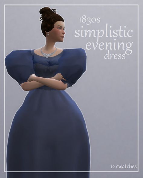 Jane Austen Inspired Sims 4 CC Finds Sims 4 Decades Challenge, Simple Evening Dress, Jane Austen Inspired, Sims 4 Anime, Medieval Ages, On Hiatus, Los Sims, Long Time No See, Period Outfit