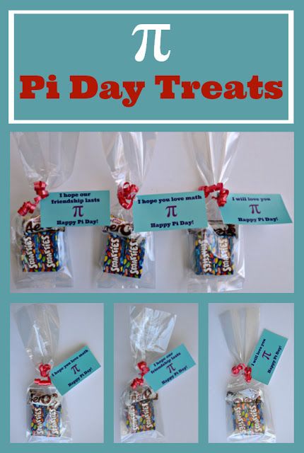 These simple Pi Day treats are super-cute and fun. You can download the tags (for free) on the website. #PiDay Pi Party, Pi Day Snacks For School, Math Party, Pi Day Food, Pi Day Treats, Pi Day Decorations, Pi Day Pie Ideas, Easy Pi Day Activities, Pies For Pi Day