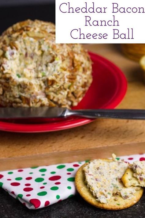 Cheddar bacon ranch cheese ball is easy and made with ingredients you probably have in your house! You can make your own ranch dressing blend or use a packet - it will be delicious either way. Cream cheese, cheddar cheese, bacon, green onions, ranch, and pecans - definitely a crowd pleaser! You'll be asked to bring it to every party you go to! | Recipe from Chattavore.com #easyrecipe #easyappetizer #cheeseball #ChristmasRecipe #partyrecipe Ranch Cheese Ball Recipes, Ranch Cheeseball, Bacon Ranch Cheeseball, Bacon Ranch Cheese Ball, Pecan Cheese Ball, Ranch Cheese Ball, Homemade Ranch Dressing Mix, Ranch Dressing Recipe Homemade, Cream Cheese Ball