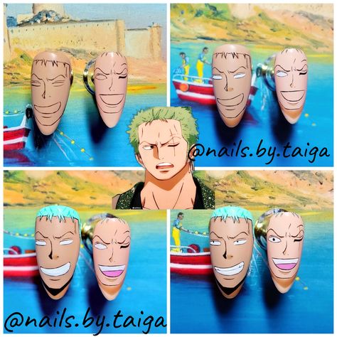 Zoro Nails, One Piece Nail Art, One Piece Nails, Anime Nail, Anime Nails, Zoro One Piece, One Peice Anime, Nail Art Designs Videos, Cute Home Decor