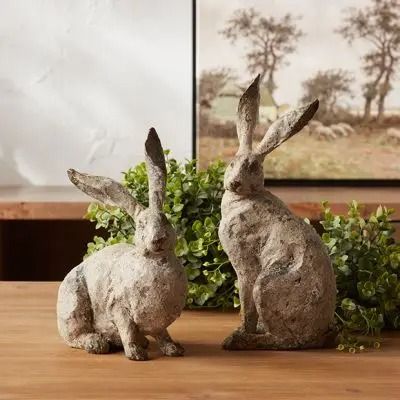 THE COVERED PORCH | Shop Sales Events Antique Farmhouse Rabbit Statue, Bunny Statue, Rabbit Sculpture, Rabbit Decor, Bunny Figurine, Rabbit Figurine, Easter Season, Lavender Buds, Dog Statue