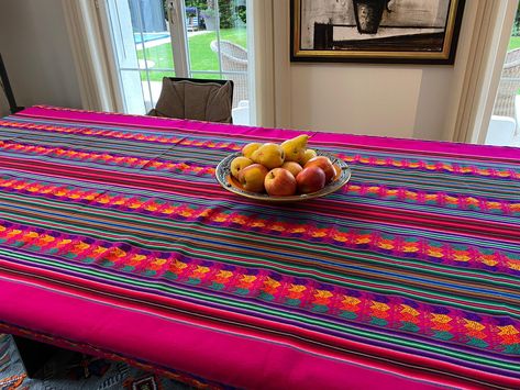 Mexican Table Cloth, Mexican Tablecloth, Bright Table, Peruvian Art, Bohemian Table, Mexican Table, Handmade Tablecloth, Elegant Fabric, Décor Boho