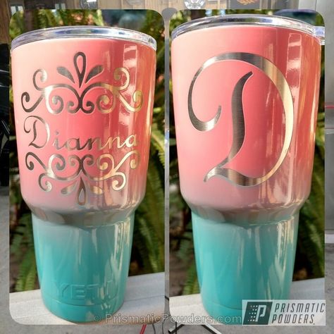 YETI Tumbler YETI Powder Coated in GUAVA and INDIAN TURQUOISE. See more of SHAWWORKS Tumbler YETI Miscellaneous projects at PrismaticPowders.com along with 1,000’s of other Powder Coating projects. Powder Coated Tumblers, Yeti Tumbler, Tumbler Cups Diy, Yeti Rambler, Powder Coating, Tumbler Cups, Cricut Projects, Powder Coated, See More