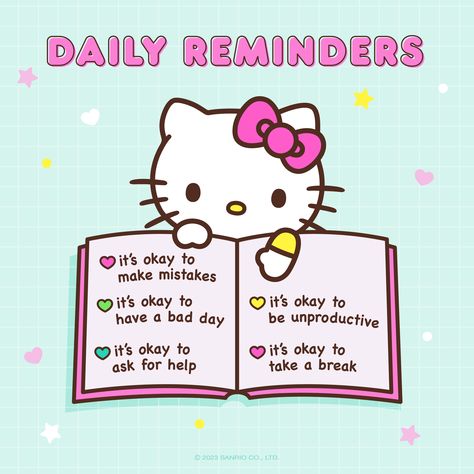 #WellnessWednesday: Share with a bestie for a reminder 💕 Taekwondo Wallpaper, Hello Kitty School, Reminder App, Gold Girl, Classy Design, Daily Reminders, Hello Kitty Pictures, Hello Kitty Plush, Kitty Wallpaper