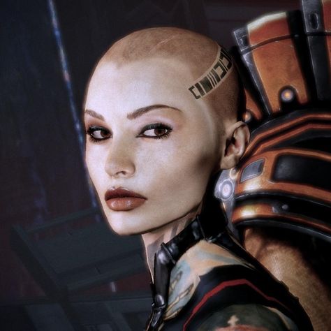 Jack from Mass Effect Saga Jack Mass Effect, Mass Effect Jack, Bald Tattoo, Mass Effect Characters, Netflix Time, League Of Legends Poster, Weather Balloon, Mass Effect Universe, Mass Effect Art