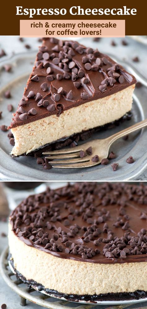 Chocolate Espresso Cheesecake, Cheesecake Flavors Ideas, Cheesecake Flavors, Espresso Cheesecake, Cheesecake With Chocolate, Coffee Cheesecake, Cheesecake Chocolate, Big Coffee, Brownie Desserts