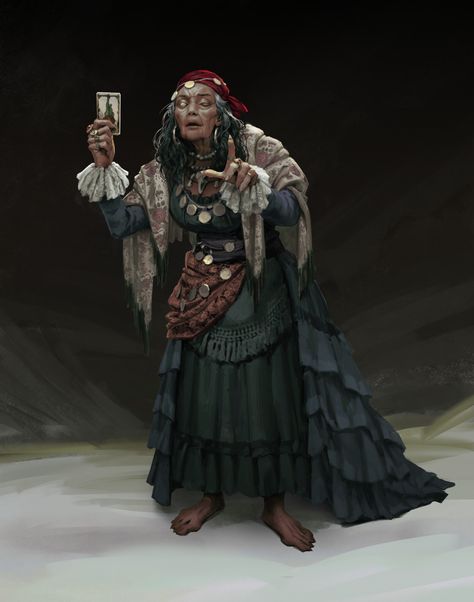 ArtStation - Fortuneteller, Katya Zhiganova Rpg Npc, Random Graphics, Weird West, Character Artwork, Rpg Ideas, Dungeons And Dragons Characters, Dnd Art, Fortune Teller, Fantasy Inspiration