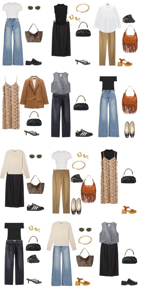 A 12 Piece 90s Minimalist Summer Capsule Wardrobe - livelovesara 90s Summer Outfits, Clothes Capsule Wardrobe, Create Capsule Wardrobe, 90s Summer, Outfit Dinner, Minimalist Summer, Capsule Wardrobe Outfits, Summer Capsule, Outfit Layout