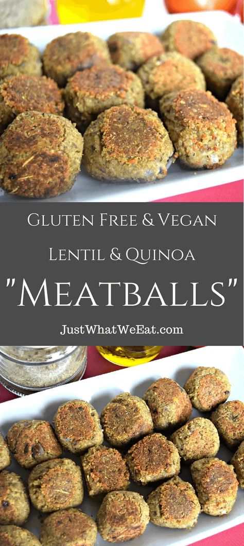 Lentil & Quinoa "Meatballs" - Gluten Free, Vegan - Quinoa Meatballs, Lentil Quinoa, Lentil Meatballs, Lentils And Quinoa, Vegan Lentil, Vegan Meatballs, Recipes Vegan, Quinoa Recipes, How To Cook Quinoa