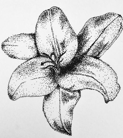 Flower Stippling Art, Stipling Ideas Easy, Pointalism Tattoos, Fine Line Drawing Ideas, Flower Stippling, Pointillism Easy, Pointilism Art Ideas Easy, Stippling Art Easy, Pointilism Tattoos