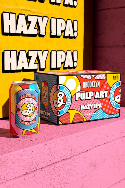 Packaging Design Colorful, Packaging Moodboard, Beer Branding Design, Cider Packaging, Arte Pulp, Beer Cozy, Clever Packaging, Hazy Ipa, Brooklyn Brewery