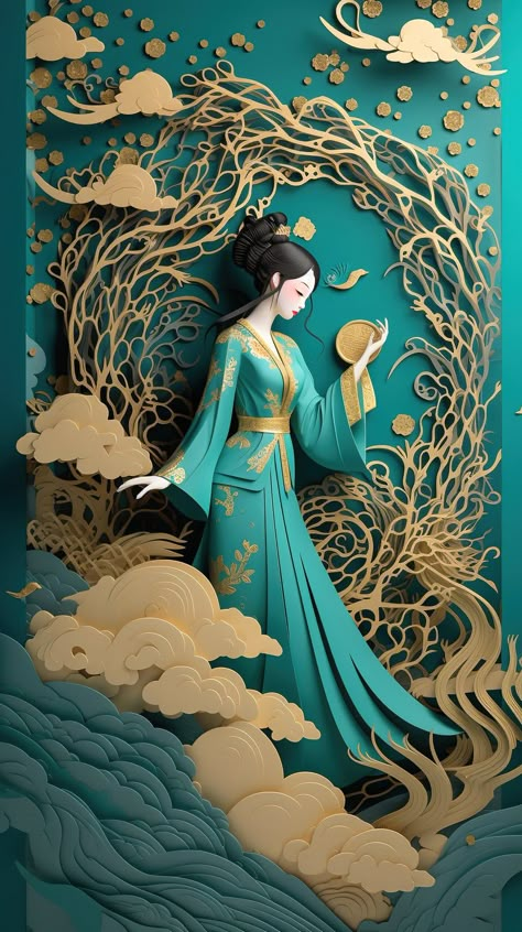 Kirigami Craft Paper Illustration is a beautiful and intricate work of art that is sure to amaze and delight anyone who sees it. Art Geisha, Cutout Art, Paper Art Sculpture, Cut Out Art, Paper Cutout Art, Desain Quilling, Geisha Art, Hd Anime, 3d Quilling