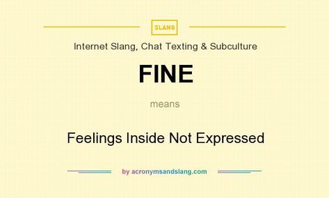 What does FINE mean? It stands for Feelings Inside Not Expressed British Slang Words, Internet Slang, I Love You Lettering, Emotional Maturity, Mean Humor, Usa Navy, Avatar Dr, Slang Words, Fun Shirts