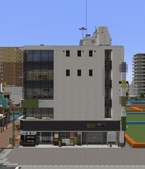 Minecraft Office Building, Minecraft Office, Apartment Building Entrance, Minecraft Mountain House, Minecraft Skyscraper, Minecraft Modern City, Minecraft City Buildings, Minecraft Things, Minecraft Structures