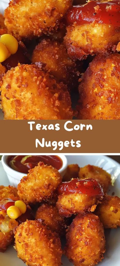 Texas Corn Nuggets Fried Corn Nuggets, Corn Nuggets Recipe, Texas Corn, Sweet Corn Casserole, Corn Nuggets, Cinnamon Roll Muffins, Buttered Vegetables, Nuggets Recipe, Fried Corn