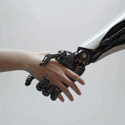 Premium Photo | A human hand reaching and shaking hands with an AI robot Hands Reaching Out, Robot Hand, Shaking Hands, Bionic Woman, Hand Images, Colour Art, Shot List, Human Hand, Space Time