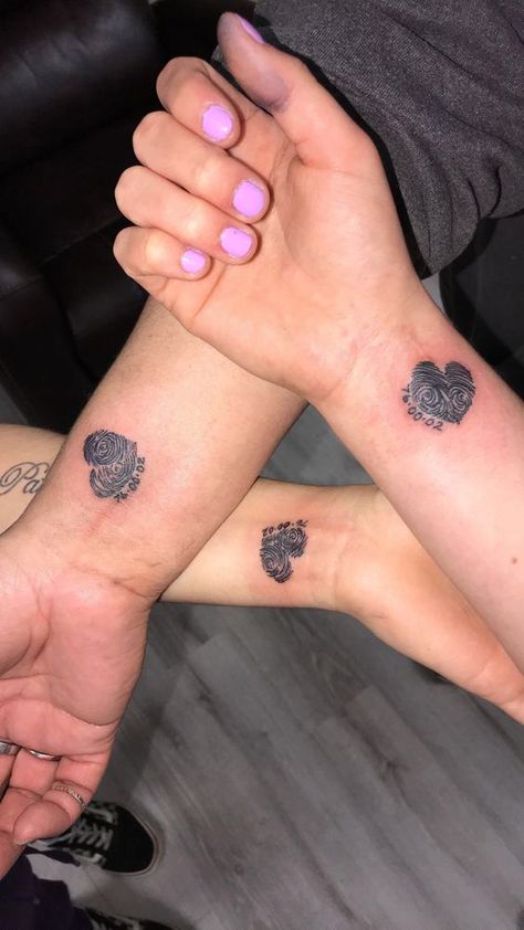 Heart Print Tattoo, Thumb Print Heart Tattoo Cute Ideas, Thumb Heart Tattoo, Heart Fingerprint Tattoo, Thumb Print Heart Tattoo, Dave Navarro Tattoos, Finger Print Tattoo Ideas, Finger Print Tattoo, Thumbprint Tattoo