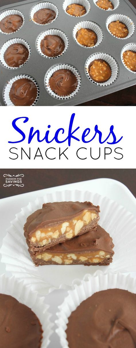 Snickers Dessert, Holiday Treats Recipes, Homemade Snickers, Candy Recipes Homemade, Snack Cups, Easy Snack Recipes, Homemade Candies, Candy Desserts, Yummy Sweets