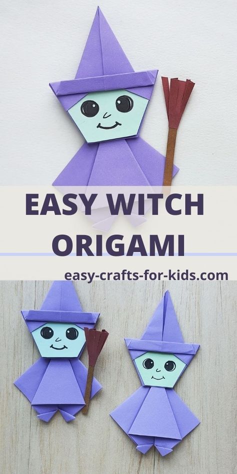 Class Halloween Decorations, Halloween Crafts For 6th Graders, Halloween Origami For Kids, Halloween Craft For 5th Graders, Halloween Craft For 4th Grade, Witch Activities For Kids, Halloween Origami Easy, Origami Halloween Decorations, Origami Witch