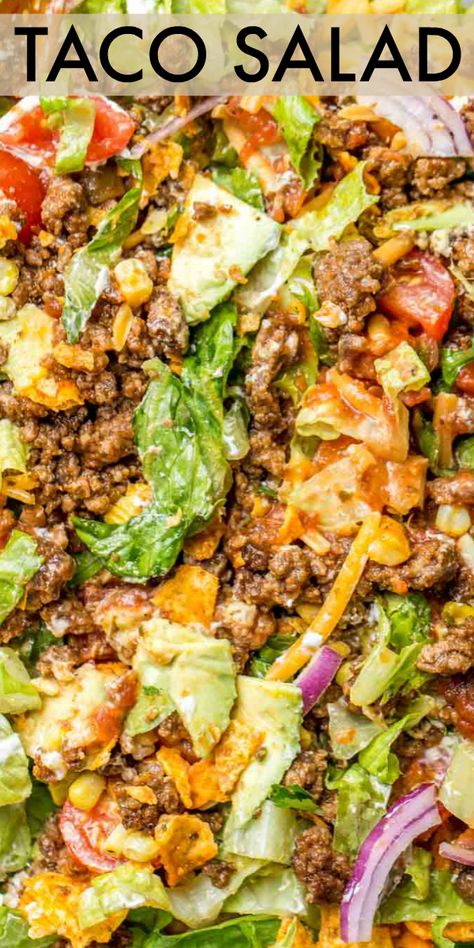 Ground Meat Lunch Ideas, Taco Salad Meat Recipe, Classic Taco Salad, Taco Salad With Italian Dressing, Crockpot Taco Salad, Thousand Island Taco Salad, Salads With Meat Main Dishes, Southwest Taco Salad, Taco Salad With Thousand Island Dressing