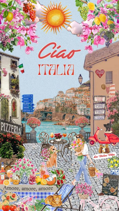 Italiano Aesthetic, Italian Wallpaper, Italy Sunset, Indesign Layout, Tuscan Garden, Disney Collage, 23rd Birthday, Italian Summer, Ipad Wallpaper