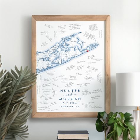 Destination Wedding Guest Book, Guest Book Poster, Sailboat Wedding, Unique Guest Book Alternatives, Ny Map, Modern Guest Book, Montauk Ny, Hamptons Wedding, Book Poster