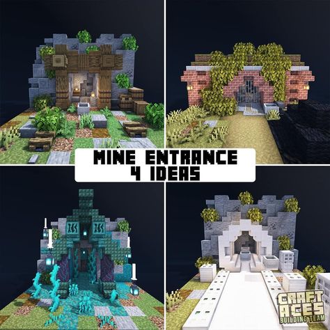 CraftAces - Minecraft Team on Instagram: “4 ideas for your Mine entrance ❤️ Comment below 🔥 . . . #minecraft #minecraftbuild #minecraftshaders #minecraftinspiration #minecraftbuilds…” Minecraft Mine Entrances, Minecraft Mine Shaft Entrance Ideas, Mining Entrance Minecraft, Minecraft Mine Entrance Design, Minecraft Mining Entrance, Minecraft Secret Entrance, Mineshaft Entrance Minecraft, Minecraft Mine Entrance Ideas, Minecraft Entrance Ideas